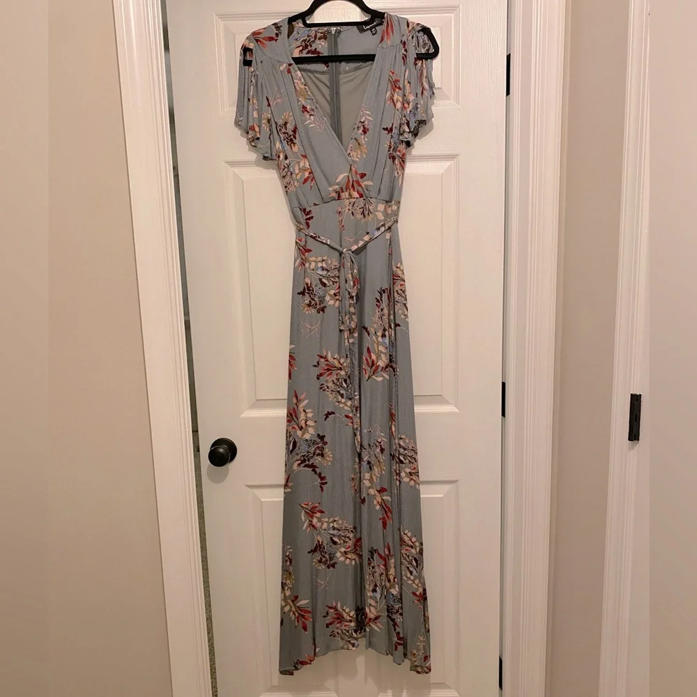 Lulus Maxi Dress Size XS. Grey Floral - Picture 1 of 6